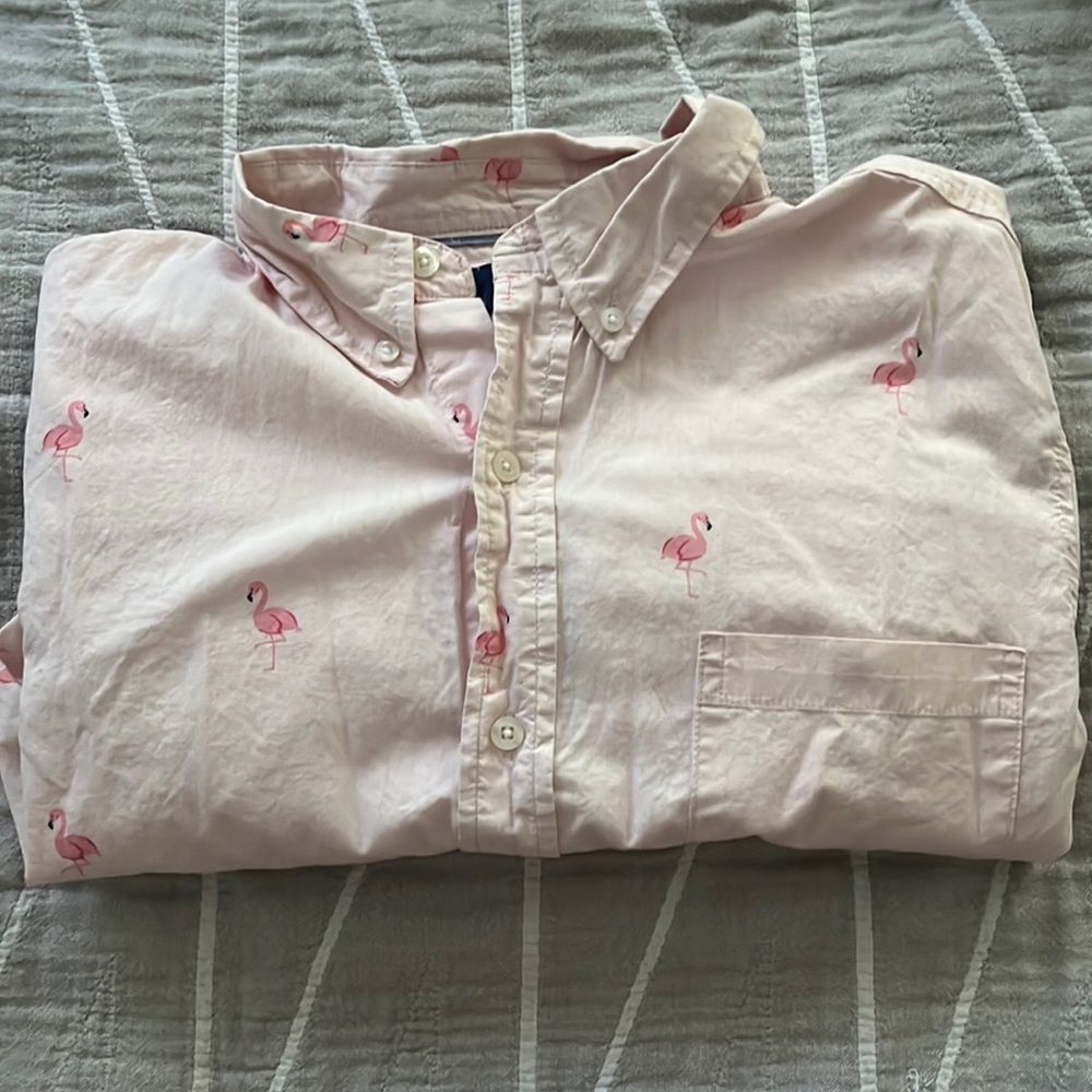 Pink flamingo button up